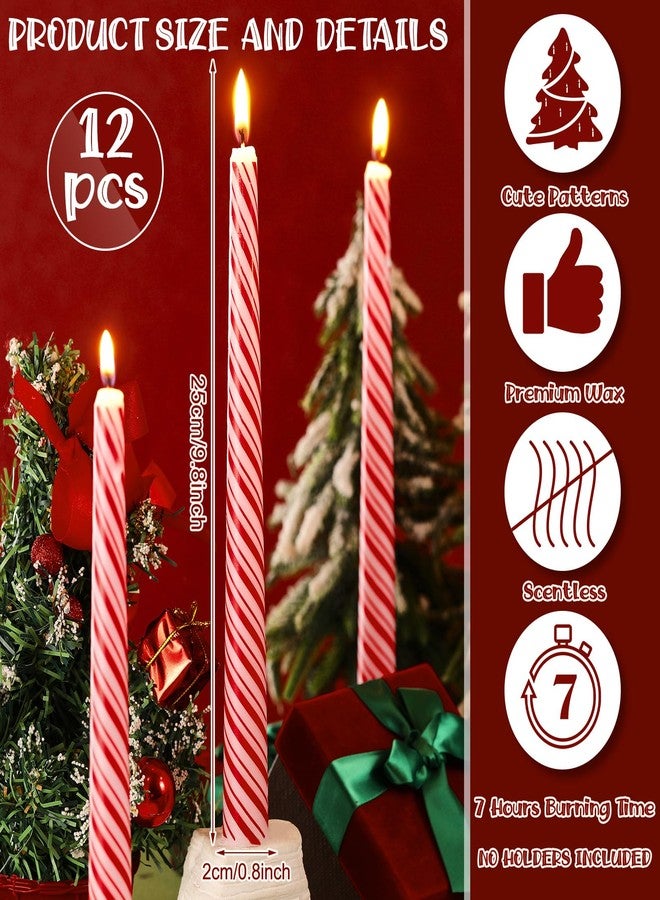 Tujoe 12 Pcs Christmas Taper Candles Snowflake Decor Burning 10 Inch Tall Snowflake Candles Set for Christmas Gift Xmas Dinner Party Table Decoration - Image 2